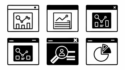 Poster - Collection of hand drawn business analytics and data visualization icons isolated on white background