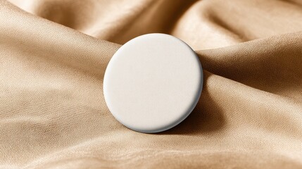 Poster - Smooth round object resting on soft, luxurious fabric, highlighting texture and elegance