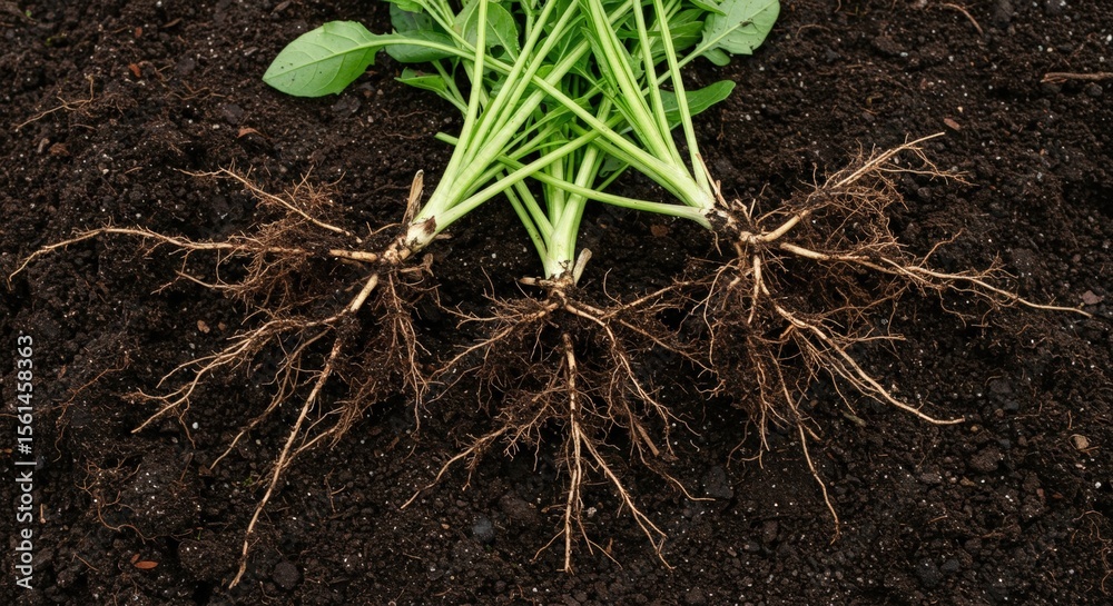 Plant roots soil cross section underground growth development ...