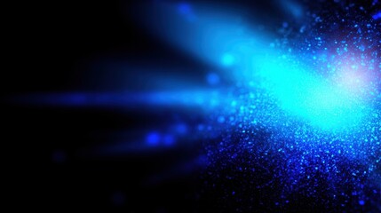 Poster - Abstract blue light burst with sparkling particles creating a mystical atmosphere