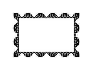 Poster - Illustration of decorative scalloped frame vector design for invitation card or photo border with elegant floral elements 100 vector