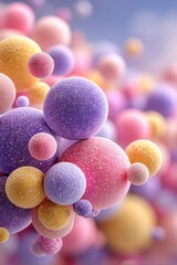 Poster - Colorful pastel spheres floating in a serene and ethereal abstract scene