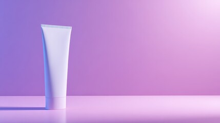 Poster - A minimalist view of a cosmetic tube on a smooth surface with a gradient background