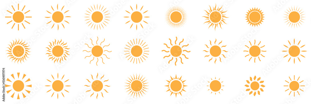 Sun Icon Bootstrap sun vector icon set . sun icons set, sunshine and solar glow . eps 10 ...