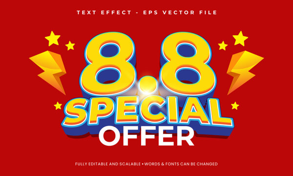 Special Template 8.8 Shopping Flash Sale, 8th month, with editable 3D figure eight text