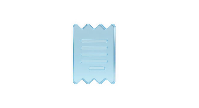 Light Blue Receipt Icon: A clean, simple, and modern light blue receipt icon, perfect for websites, apps, and presentations.  The icon features a minimalist design and is rendered in a 3D style.