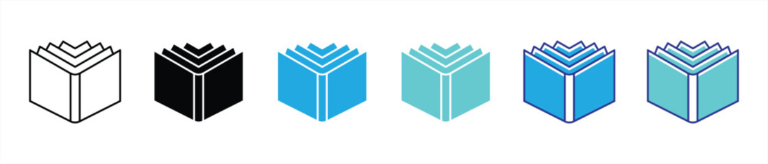 Poster - the gateway of pages icon set. contain A timeless open book icon representing knowledge, curiosity, and infinite learning icon, thin line and color style symbol sign. vector illustration