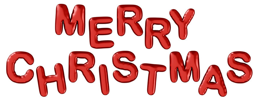3D画像_風船_MERRY CHRISTMAS_赤