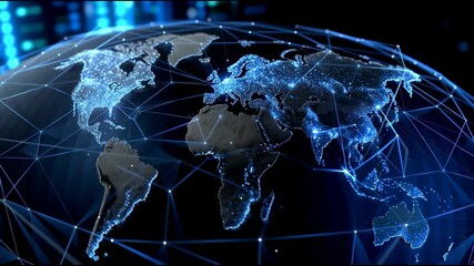 Poster - A globe with a network of lines connecting it