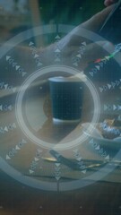 Aufkleber - Animation of scope scanning with digital screens over man paying with smartwatch