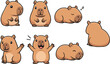 © weng - vector illustration of capybara funny cute cartoon mascot character cartoon with 7 poses