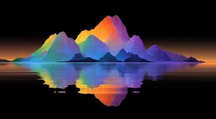 Leinwandbilder - Abstract Mountain Range Vibrant Colors Mirrored Reflection