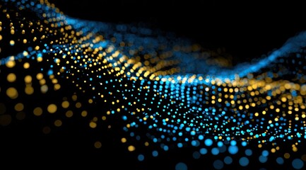 Leinwandbilder - Abstract Digital Waveform Glowing Light Particles Flow