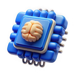 Poster - A 3d render of a brain chip isolated on transparent background