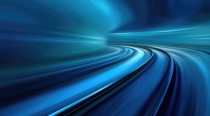 Leinwandbilder - Abstract Blue Hues Speeding Through Space