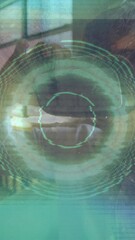 Poster - Animation of scope scanning with glitch and man using vr headset