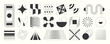 © TWINS DESIGN STUDIO - Abstract minimal element mid century vector set. Aesthetic contemporary stripe line art, vintage geometric shape in monochrome. Atomic age Art form design for wall art, decoration, wallpaper.