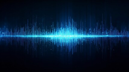 Poster - Abstract blue background with sound waves and equalizer, data technology concept vector illustration design in the style