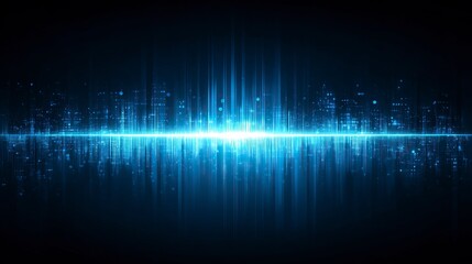 Poster - Abstract blue background with sound waves and equalizer, data technology concept vector illustration design in the style