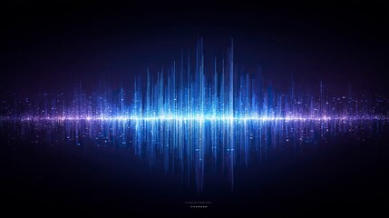 Poster - Abstract blue background with sound waves and equalizer, data technology concept vector illustration design in the style