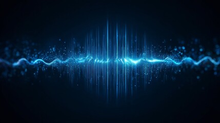 Poster - Abstract blue background with sound waves and equalizer, data technology concept vector illustration design in the style