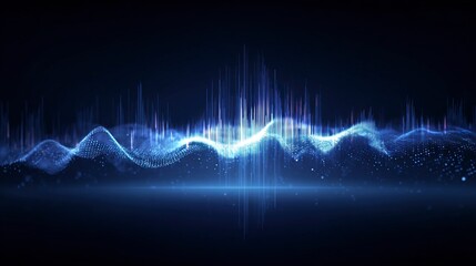 Poster - Abstract blue background with sound waves and equalizer, data technology concept vector illustration design in the style