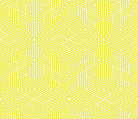 Poster - Abstract geometric pattern. A seamless vector background. White and yellow ornament. Graphic modern pattern. Simple lattice graphic design