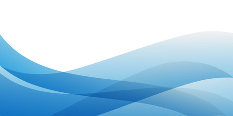 Poster - Modern abstract background with translucent blue waves flowing diagonal across the image, leaving clean white space for text or creative use.