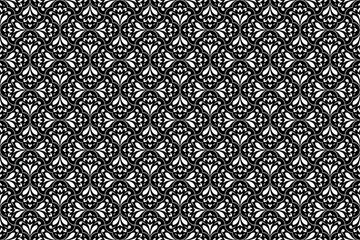 Poster - Flower geometric pattern. Seamless vector background. White and black ornament.