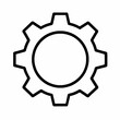 ©   Sk       Dream IT - Simple outline of a gear symbol representing settings and configurations on a white background