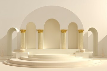 Aufkleber - Serene Interior Space with Columns and Arches