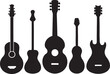 © MrsRehana - Collection of five black silhouette guitar icons on a white background