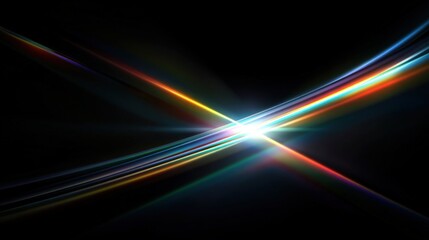 Poster - Vibrant Light Burst with Colorful Streaks and Energy Rays in Dark Background.