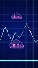 Poster - Animation of graphs and clouds over navy background
