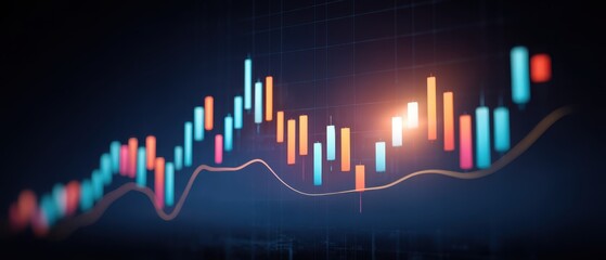 Poster - Stock market graph with colorful candlestick patterns indicating financial trends and data analysis.