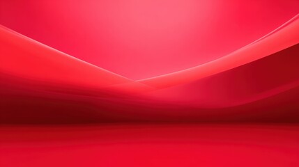 Poster - Abstract Red Background with Smooth Curves and Gradient Art for Design Use.