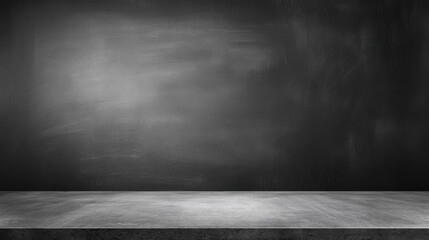 Poster - Empty minimalist room with dark textured wall and concrete floor background.