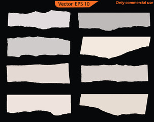Wall Mural - Vector illustration of a torn paper. Set of vector banners. Set of vector banners. Paper Scraps Set. Torn and Ripped Notebook Page Pieces with Grainy Paper Strips. EPS 10 Vector	