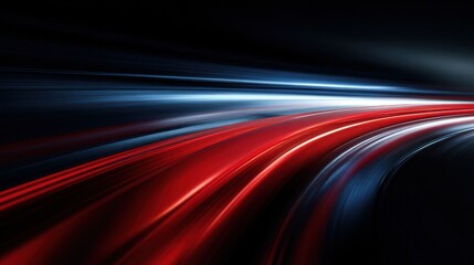 Poster - Long exposure abstract of streaks of red blue light trails on dark background.