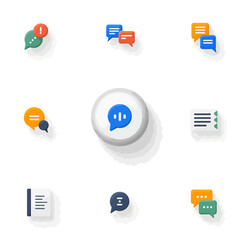 Aufkleber - Collection of colorful flat design chat icons and symbols perfect for communication apps, websites, and social media interfaces, representing messages, notifications, and conversations.