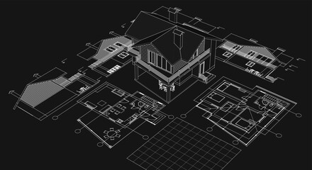 Aufkleber - house plan concept 3d illustration