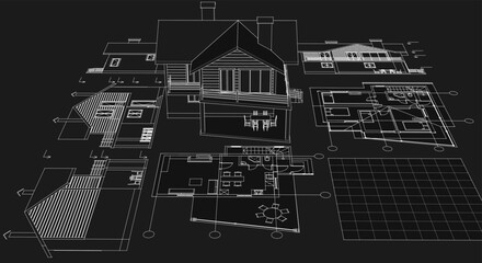 Aufkleber - house plan concept 3d illustration