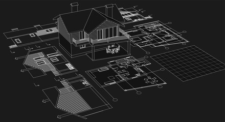 Aufkleber - house plan concept 3d illustration