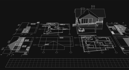 Aufkleber - house plan concept 3d illustration