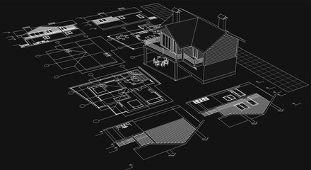 Aufkleber - house plan concept 3d illustration