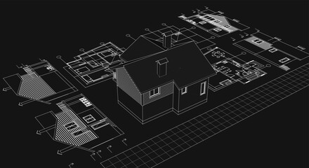 Aufkleber - house plan concept 3d illustration