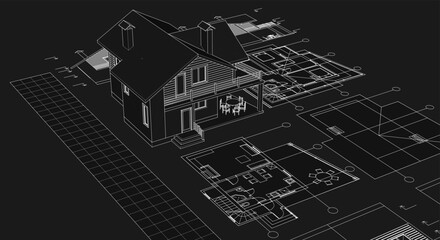 Aufkleber - house plan concept 3d illustration