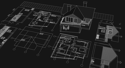 Aufkleber - house plan concept 3d illustration