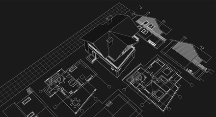 Aufkleber - house plan concept 3d illustration