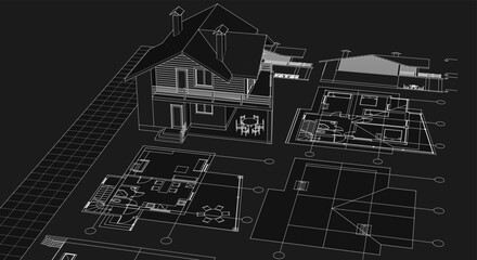 Aufkleber - house plan concept 3d illustration